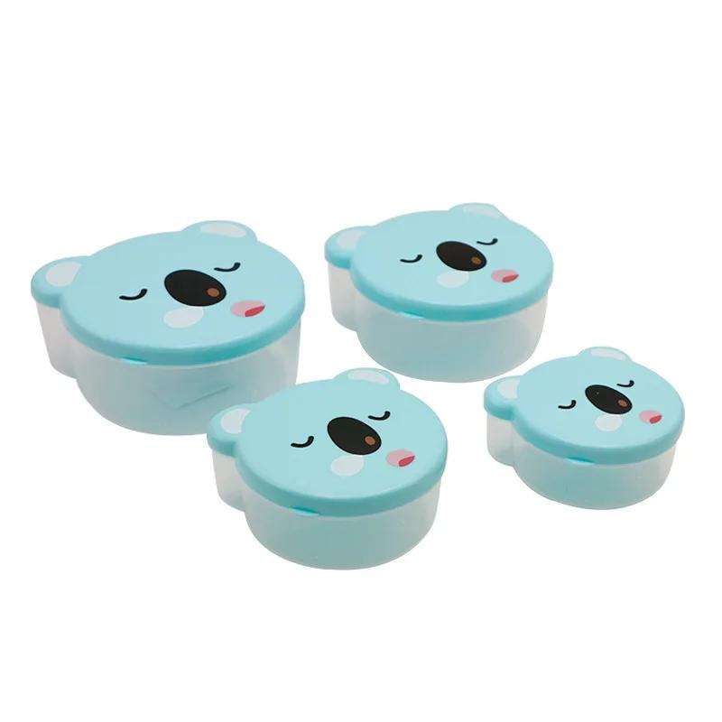 4Pcs/set Cute Cartoon Plastic Food Storage Box Children's Fruits Snacks Crisper Portable Lunch Box Food Storage Container