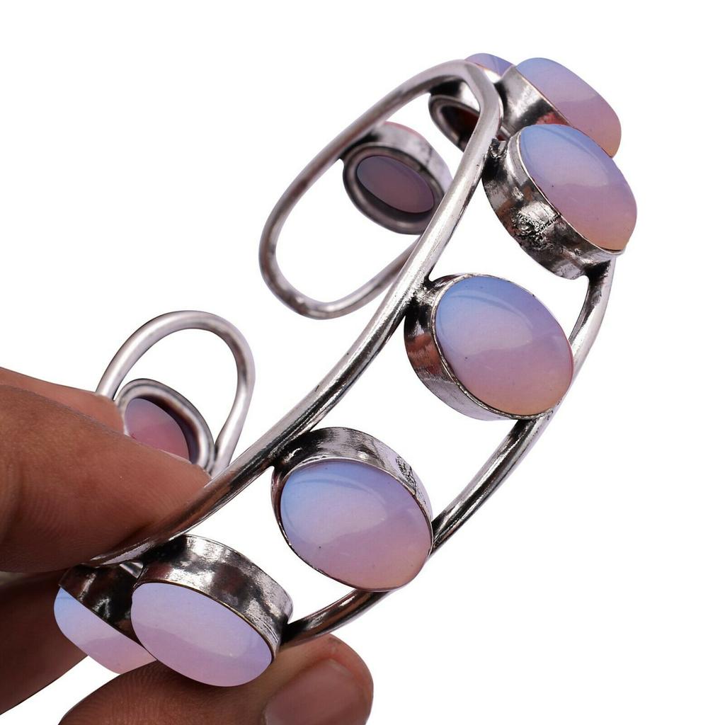 Opalitt Gemstone 925 Sterling sølvbelagt mansjettarmringer ZCB-B91