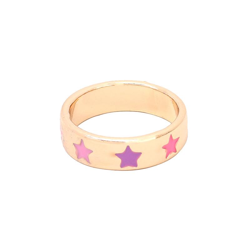 ins The same cold wind star dripping oil ring, trendy personality new temperament index finger joint ring One size fits all