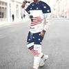 Men Torn Ripped Effect American Flag Star Print Long Sleeve Sweatshirt And Jogger Pants Two Piece Outfit