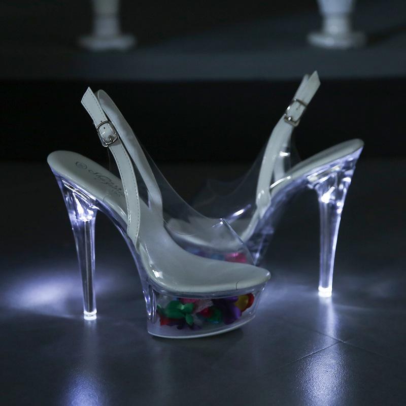 Women's Led Illuminated Sandals Clear Heel Nightclub Stiletto Heels 13CM Car Model Slippers Glow Female LFD-1099-57