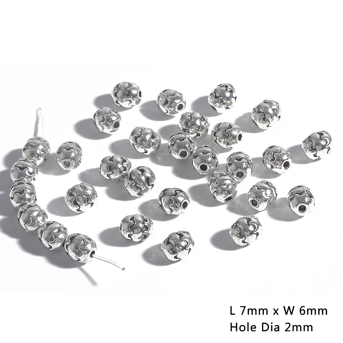 

30 ~ 50 шт. европейские бусины с большими отверстиями, смешанные размеры, тибетские серебряные бусины-разделители с покрытием для изготовления браслетов-подвесок своими руками 04 7×6mm 20pcs серебряный