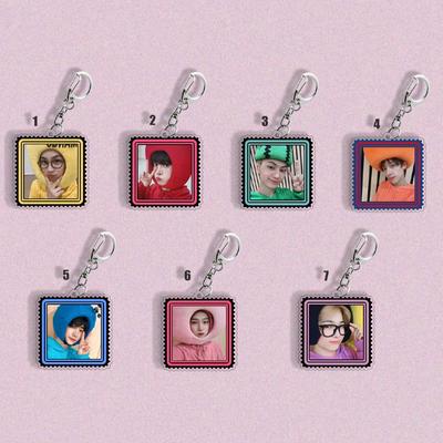 7pcs Funny Fruit Headgear Photo Keychain, Kpop Member Cute Stamp-Style Acrylic Bag Charm, Engene Fans Collectible Accessory