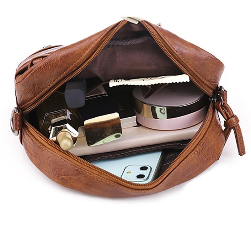 Vintage Simple Women Tašky přes rameno Malá kabelka Crossbody Phone Peněženka Pack Měkké PU kožené čtvercové tašky Messenger