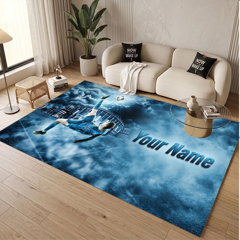Tappeto Personalizzato Cristiano Ronaldo Modello Stampa Nome Testo Morbido Antiscivolo Tappeto per Pavimento per Decorazione Interna Casa