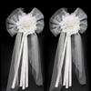 1Pair White High-quality Silk Ribbon Romantic Pearl Bud Party Decor Supplies Wedding Car Decoration Lace Flowers Chair Bow Tie