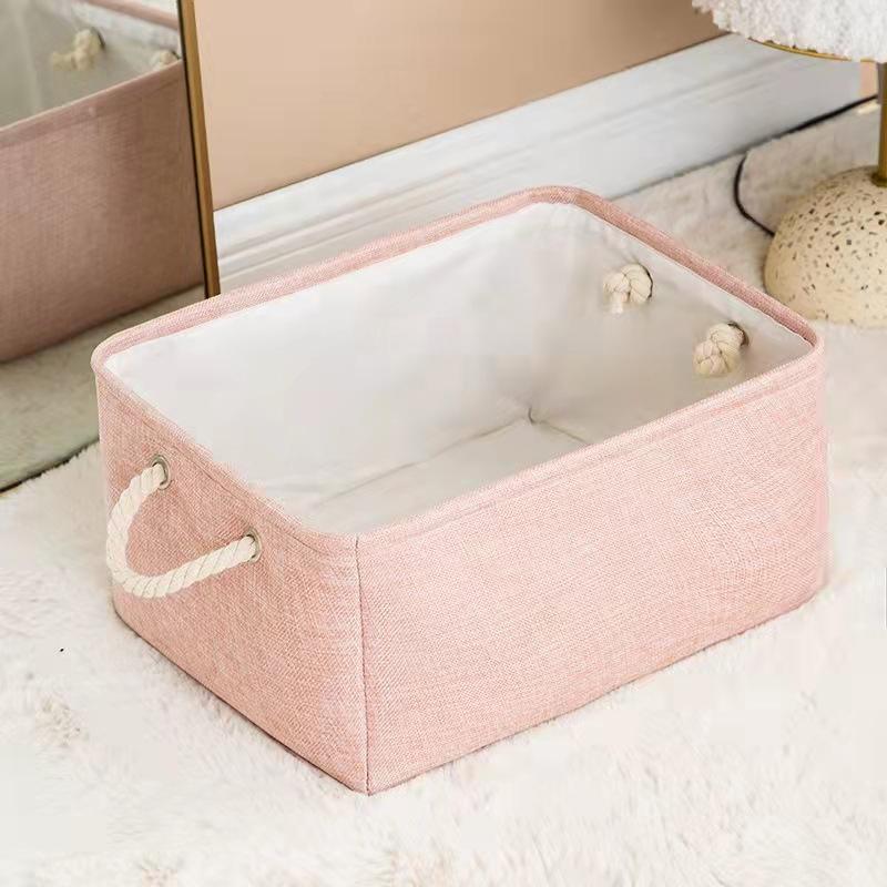 Foldable Linen Fabric Storage Baskets Kids Toys Organizer Clothes and Sundries Storage Box Laundry Basket