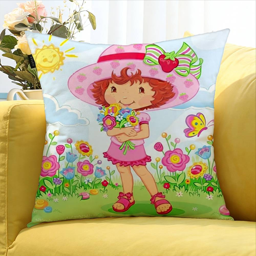 Cute S-Strawberry S-Shortcake-Girl Various Sizes Square Pillow Case For Car Home Bedchamber Decor