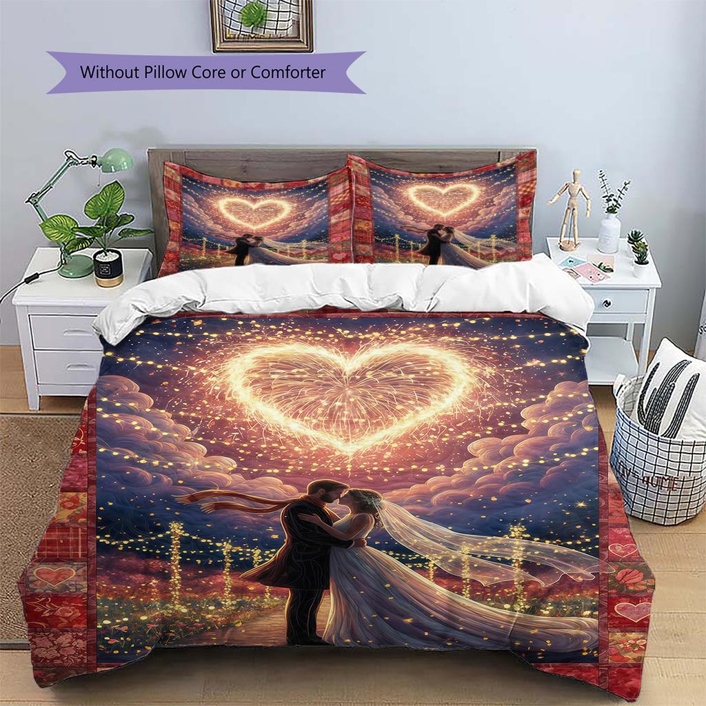 Cartoon Pattern Bedding Quilt Set Quilt Cover Pillowcase Home Decoration Birthday Gift (1 * Duvet Cover + 2 * Pillowcase, Without Core)
