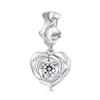 WOSTU 925 Sterling Silver lovely cat charms Horseshoe Celtic Knot Pendant Rose Heart Beads Fit DIY Bracelet Neck Valentine Gift