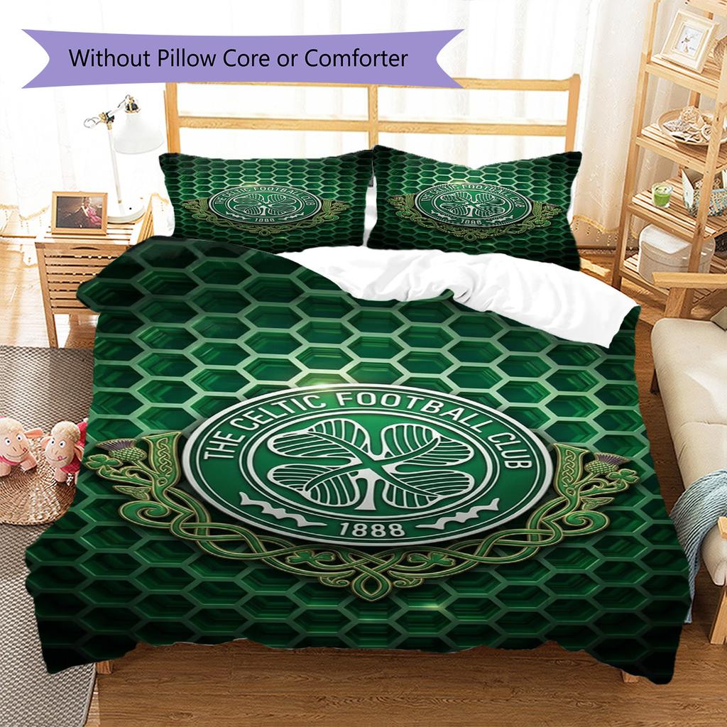 Set Biancheria da Letto con Motivo Logo Celtic FC Copripiumino Federa Decorazione per la Casa Regalo (1 * copripiumino + 2 * federa, senza nucleo)