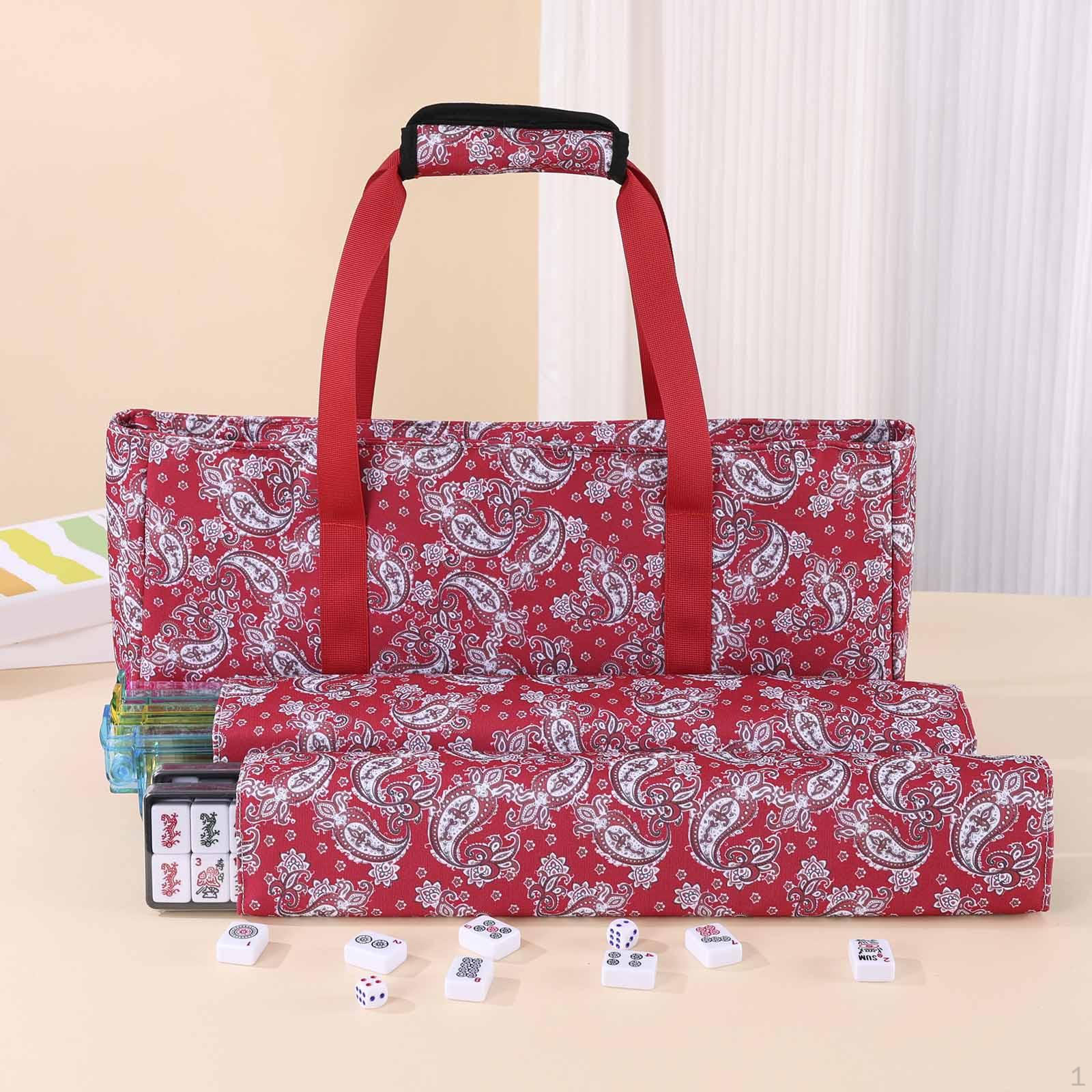 

Mahjong Bag Accessory Organizer Carrying Zipper Storage Made of Polyester with Padded червоний
