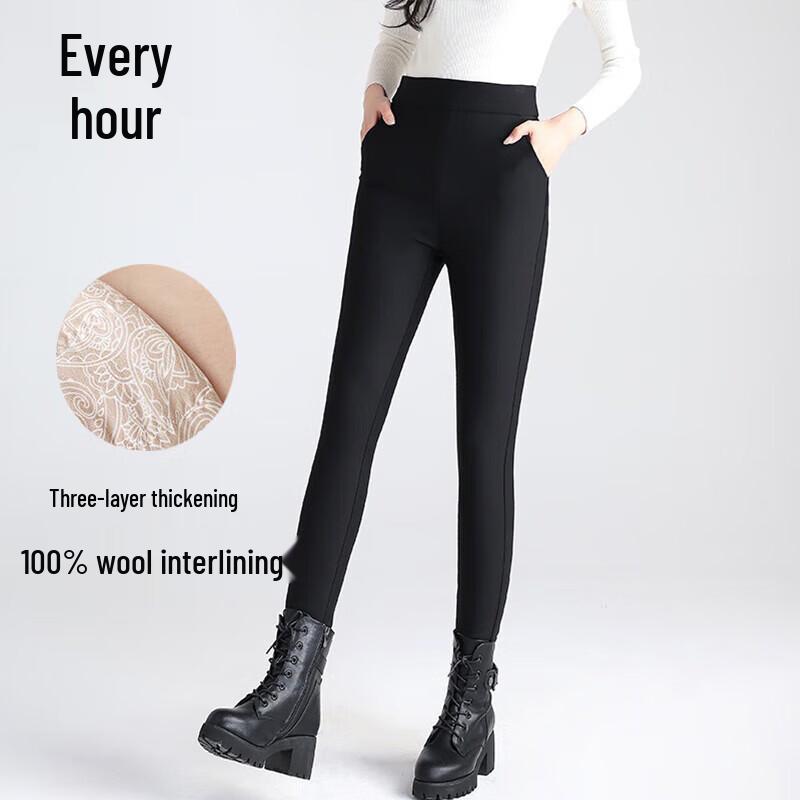 

Women s High-Waist Thickened Wool-Lined Winter Trousers L