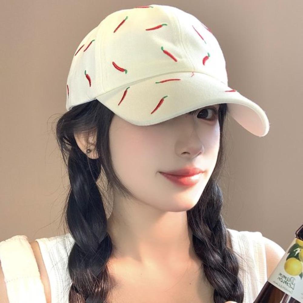 Creative Chili Embroidered Baseball Cap Sunscreen Cotton Baseball Cap Casual Red Pepper Hat  Men