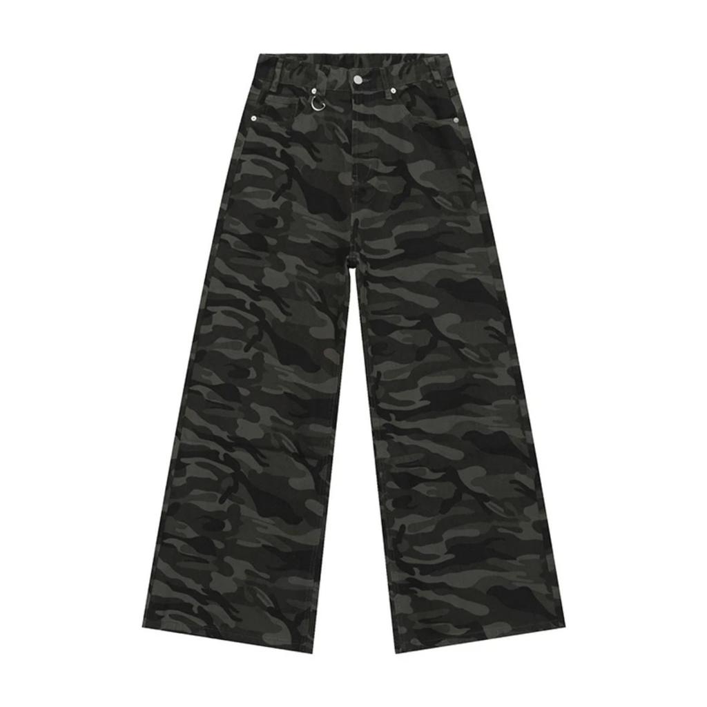 Men's Denim Pants Old Blue Washed Male Jeans Straight Casual Menwear Loose Wide Leg Trousers New Fashion