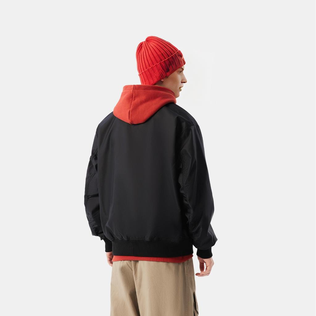 Li Ning Sports Lifestyle Series Casual American Vintage Minimalist Trendy Solid Color Baseball Collar Spliced Jacket Unisex Jacket Black AJDV081-4