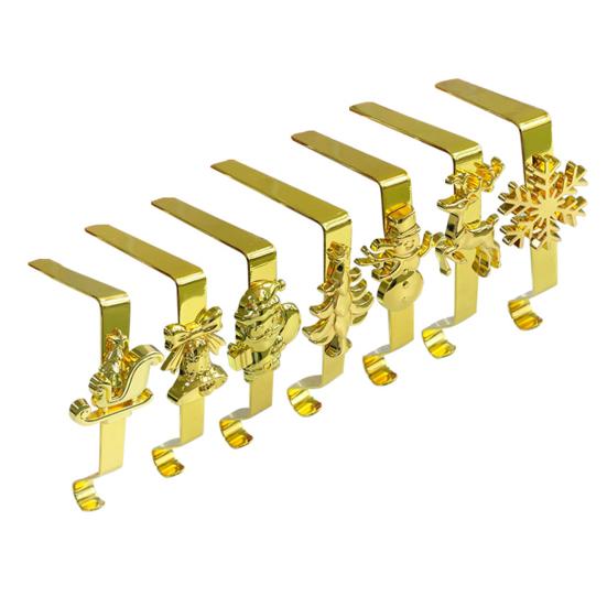 7Pcs/Set Christmas Stocking Hooks Mantel Xmas Stocking Holder Festive Stocking