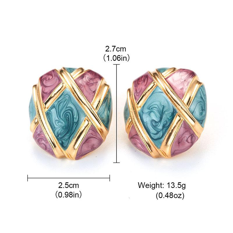 

Medieval Vintage jewelry, retro enamel earrings, temperament exquisite studs, French color premium earrings