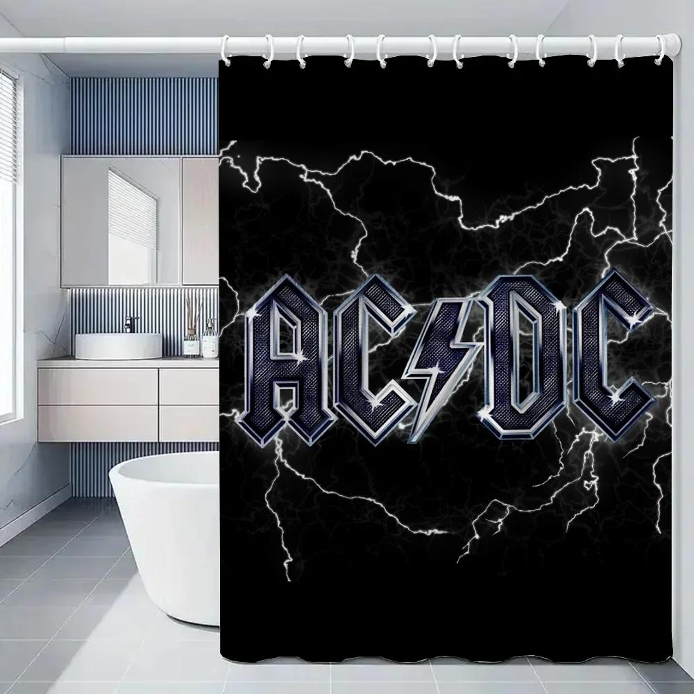 

Rock-ACDC Shower Curtain for Bathroom Accessories Folding Partition Bath Curtains Bedrooms Waterproof Fabric Things the Set Ho 120x180cm
