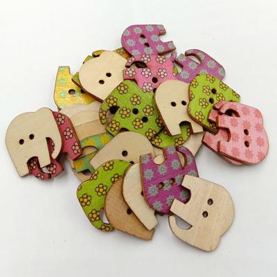 20 szt. Kreskówkowy Słoń Wzór Drewniane Guziki Szycie Scrapbooking Sztuka DIY Dekoracja