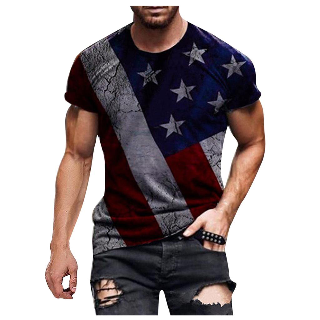 T Shirts Shirts For Men, Men's American Flag T-Shirt Patriotic Tee Short Sleeve  Apperal Workout Muscle T Shirts