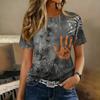 Women's Casual Pullover Short Sleeve T Shirt Halloween Graphic Print Round Neck Top Lightweight Comfortable Fit