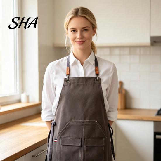 Oil Resistant Cooking Apron Waterproof Kitchen with Pockets, Chef for Men Women, Cross Back Work Barista, Gardening, Painting Craft Durable