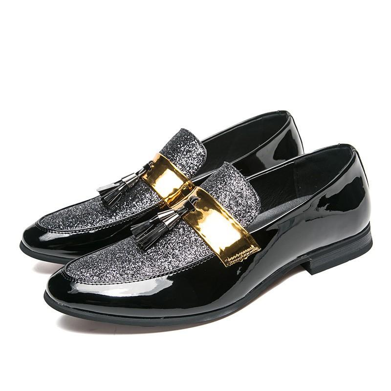 Mens Wide Width Slip-On Pointed Toe PU Leather Dress Shoes Casual Wear Sizes 38-47