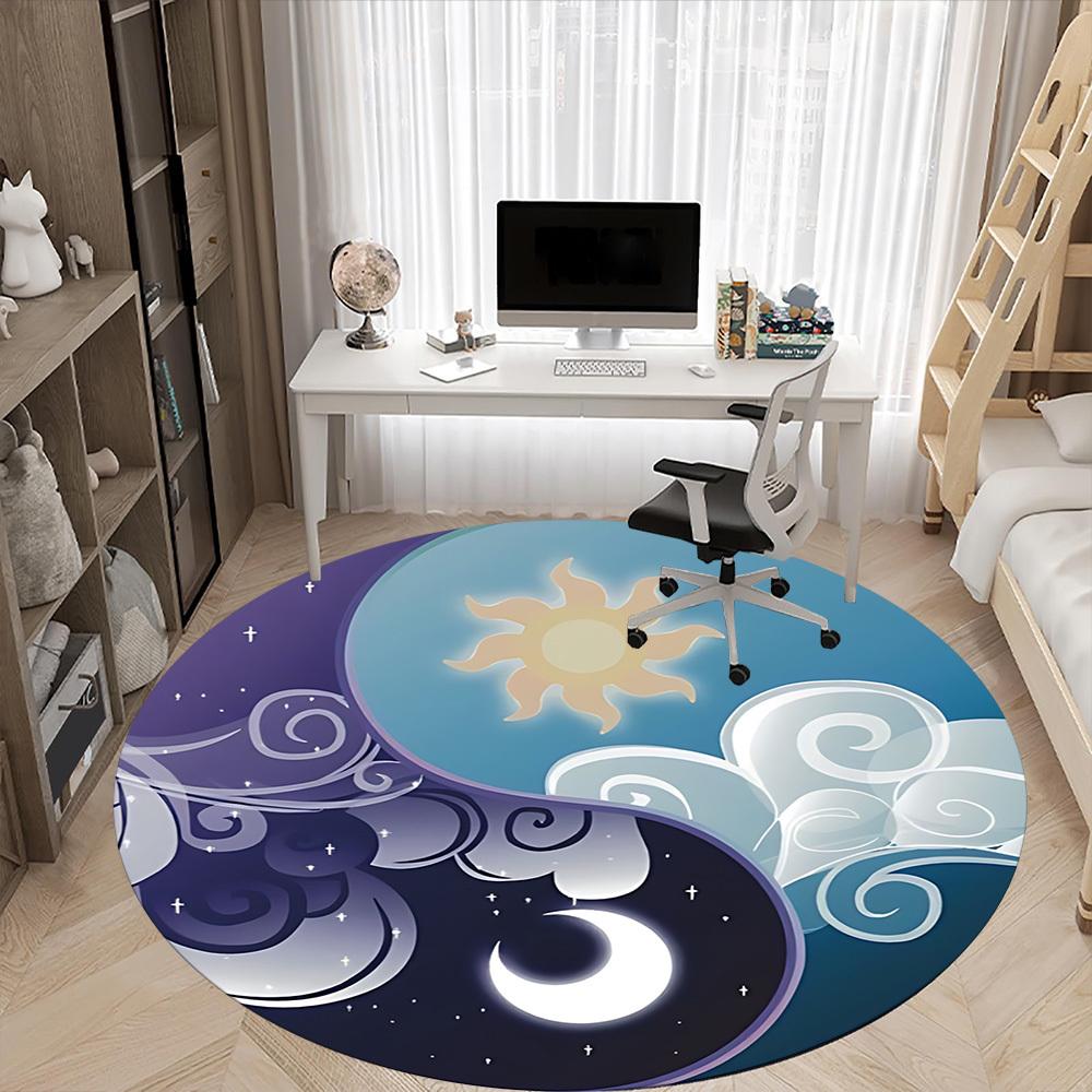 1pc Sun Moon Yin Yang Chair Carpet for Office, Non-slip, Soft and Durable Office Rug for  Decoration, Perfect for Office yy260105031