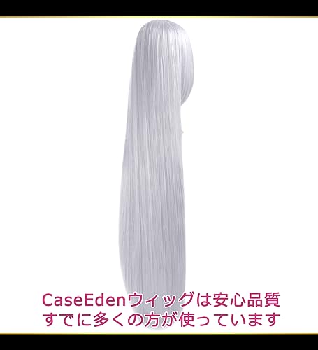 CaseEden Cosplay Wig, Premium, Smooth, Straight, Long, 100cm, Silver, 6043