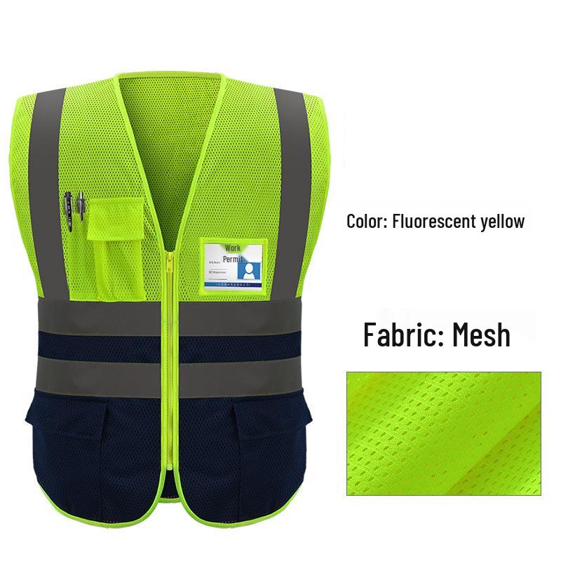 LIKAI High-Visibility Reflective Safety Vest - Fluorescent Yellow Traffic and Construction Jacket