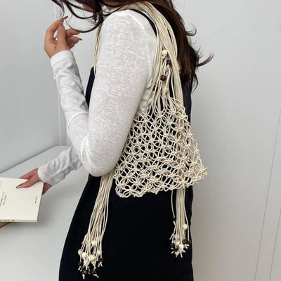Handgewebte Quasten-Netztasche Damen-Handtasche
