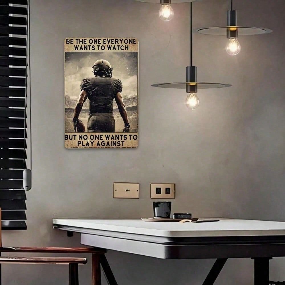 Metal Poster Wall Art, American Football Star Motivational Decor for Athletes