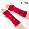 1Pair Fingerless Gloves Half-Finger Hollow Heart Soft Flexible Wool Warm Solid Color Knitted Cold-proof