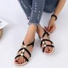 Rhinestone Sandals Women's Summer 2026 New Bohemian Diamond Flat All-match Flat Heel Open Toe Plus Size Women's Holiday Shoes