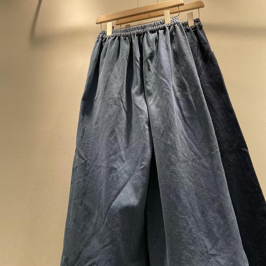 Haftowane Jeansy Szerokie Nogawki z Elastyczną Talia w Stylu Mori Girl dla Kobiet