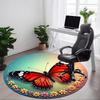 1pc Butterfly Print Chair Carpet for Office, Round Polyester Mat, Indoor Decor for Office, Easycare Fabric, Washable Non-slip Area Carpet