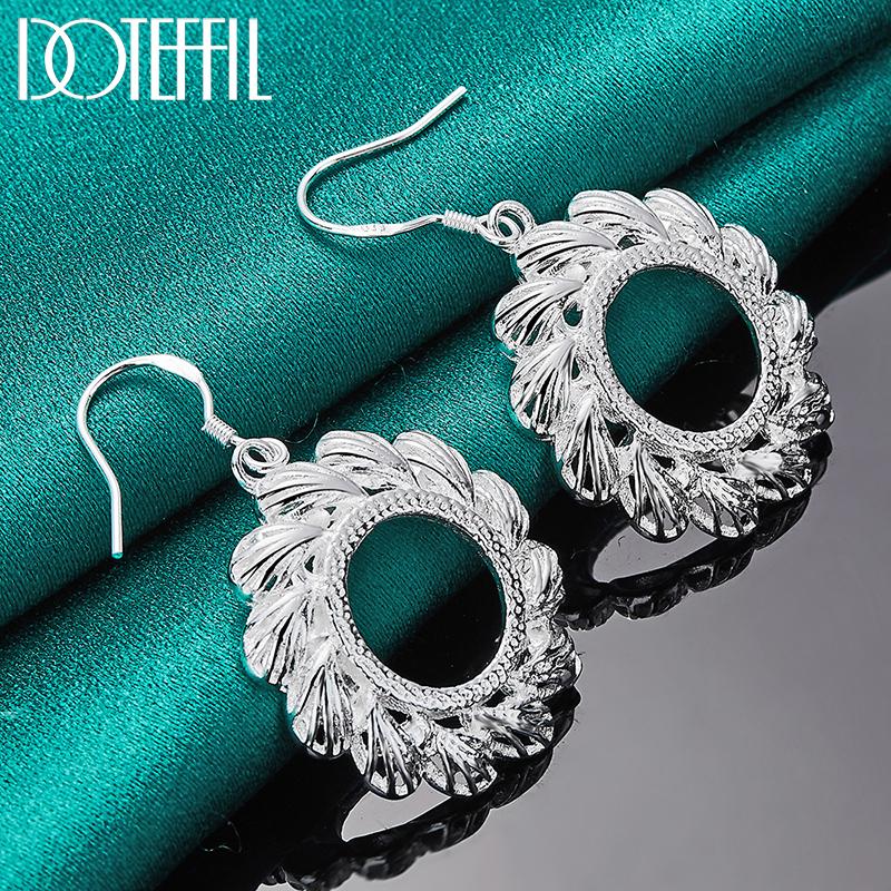 925 Sterling Silver Round Wind Wheel Pendant Earrings, Fashionable Jewelry
