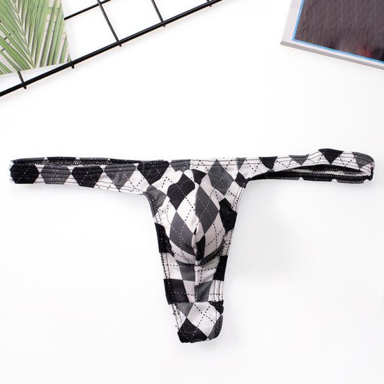 Pánská tanga Károvaný potisk Sexy každodenní nošení Pánské elastické pas G-string kalhotky