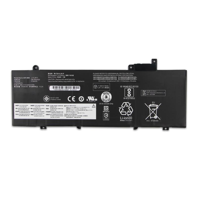 Nabíjecí lithiová baterie pro řadu Lenovo ThinkPad T480S SB10K97620 SB10K97622 01AV478 01AV479 01AV480 L17L3P71 L17M3P72 Baterie pro notebook 4708mAh