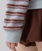 Sayu Striped Brush V-Neck Pullover Blue