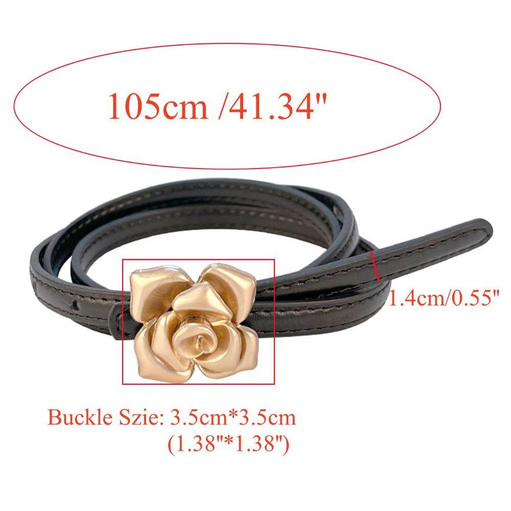 Fashion Rose Design Leather Belt PU Luxury Design Pin Buckle Waistband Versatile Trendy Thin Belt for Women