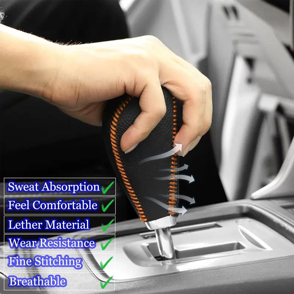 Genuine Leather Car Shift Knobs Cover for Subaru Crosstrek XV Forester 2018-2023/Impreza 2017-2023 Interior Accessories Protective Cover(Black