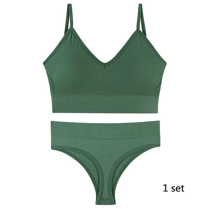 Underwear Set Lingerie Female Sexy Halter Beauty Tank Top Thin Section French Triangle Cup Without Steel Ring Gathered Bra Set