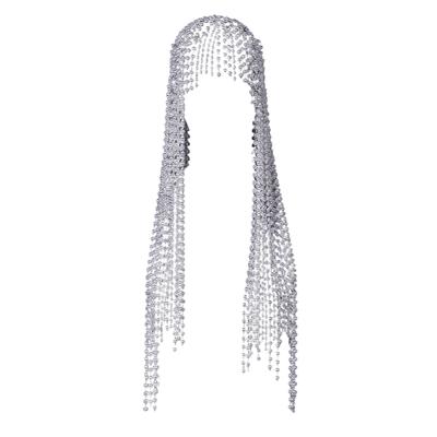 Luxury Rhinestones Hair Jewelry With Dramatic Fringe Design Crystal Beaded Bridal Headband Accessory For Women