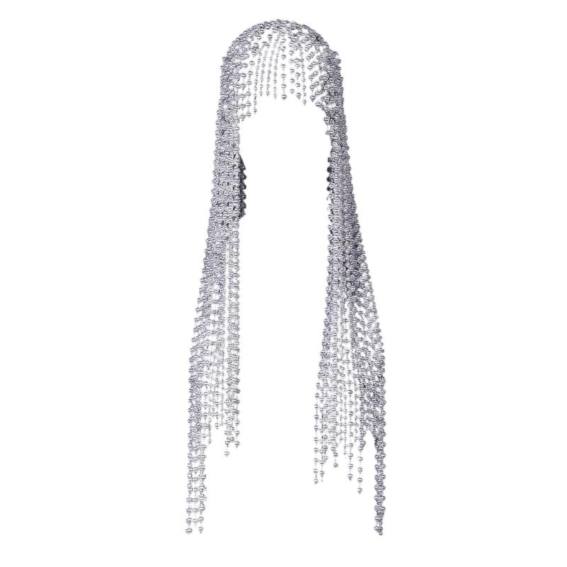 

Luxury Rhinestones Hair Jewelry With Dramatic Fringe Design Crystal Beaded Bridal Headband Accessory For Women 1