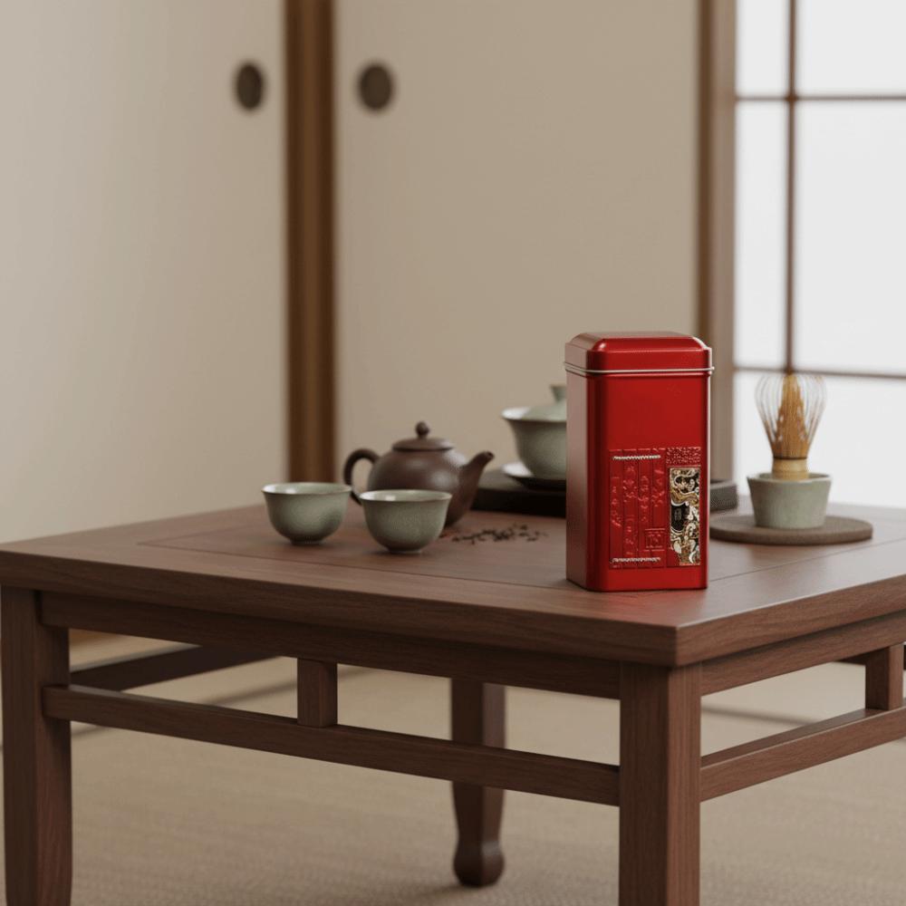 Square Tea Sealed Jar Retro Tinplate Container Teaware Empty Cans  Food Storage