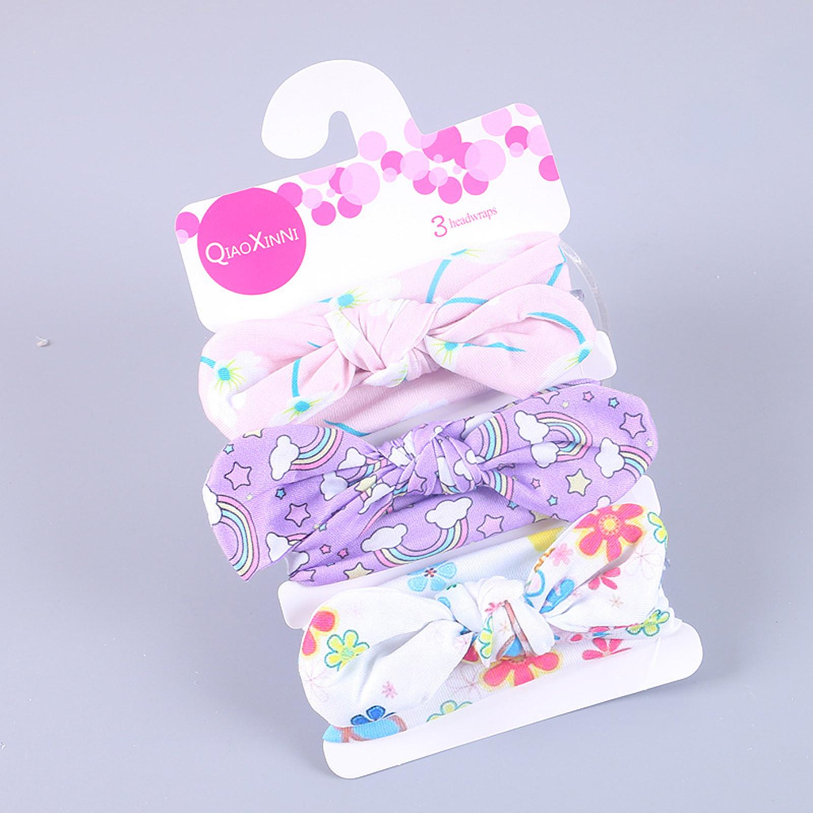3PC Newborn Toddler Baby Girls Boys Print Bow Headband Headwear Accessories
