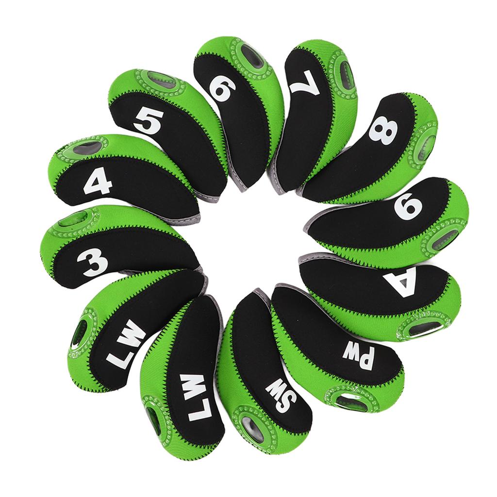12Pcs Putter Head Covers Blade Golf Club Headcovers Neoprene Protective Jacket for Training Daily UseGreen