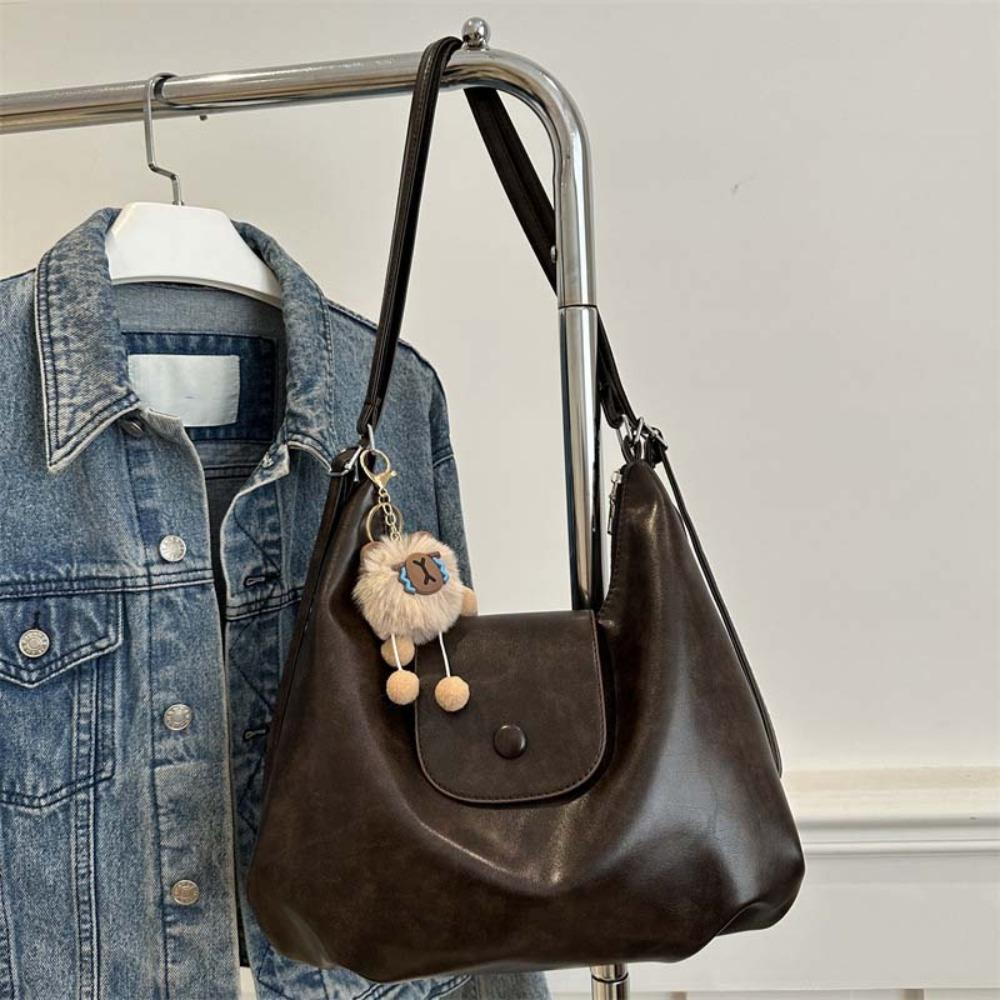 Large Capacity PU Hobo Bag Anti-splash Water Texture Handbag Classic French Underarm Bag Work
